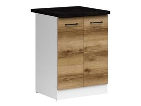 Apatinė virtuvinė spintelė Junona Line, balta sp./metalinė juoda sp./light delano oak sp., 47 cm x 60 cm x 85.7 cm