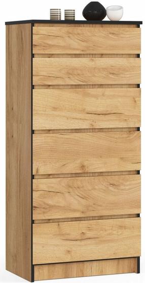 Komoda Akord Furniture Factory K60 KOMMK606SZCRAPK, ąžuolo sp., 130 cm x 40 cm x 60 cm