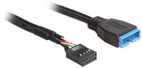 Laidas Delock USB 3.0 pin USB 3.0 19 pin male, USB 2.0 A female, 0.3 m, juoda sp.