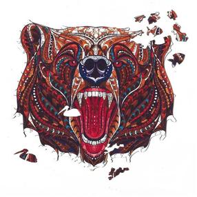 Деревянный пазл Bear Totem ADPZ011, 32 см x 30 см, 222 шт., коричневый цв.