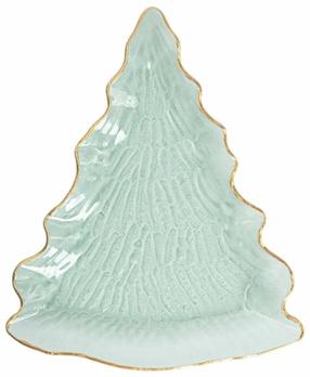 Kalėdinė lėkštė serviravimo Homla EverFrost, 29 cm x 23.5 cm x 2.5 cm, aukso sp./žalia sp.