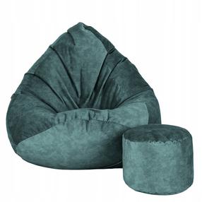 Sėdmaišis su pufu Sako Mega Premium Terra Velour XL, žalia sp.