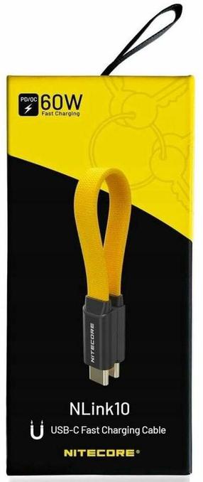 Laadimisjuhe Nitecore NLink10, USB Type C, 21.3 cm, must v./kollane v., 60 W