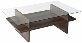 Kavos staliukas Kalune Design Saga, riešuto sp./skaidri sp., 65 cm x 105 cm x 35 cm