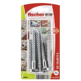 Dībelis Fischer, skrūves, 10 mm x 60 mm, 4 gab.