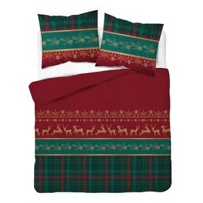 Kalėdinis patalynės užvalkalų komplektas PCF-14, raudona/smėlio/žalia, 200 x 220 cm