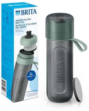 Kokteilių plaktuvas - gertuvė sportui, su filtru Brita Active, žalia sp./pilka sp., plastikas, 0.6 l