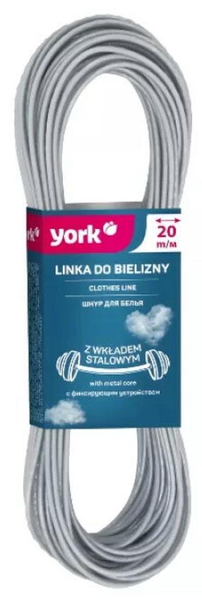 Skalbinių virvė York, 20 m, pilka sp.