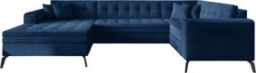 Kampinė sofa Montez Nube 40, tamsiai mėlyna sp., kairinė, 180 x 340 cm x 93 cm