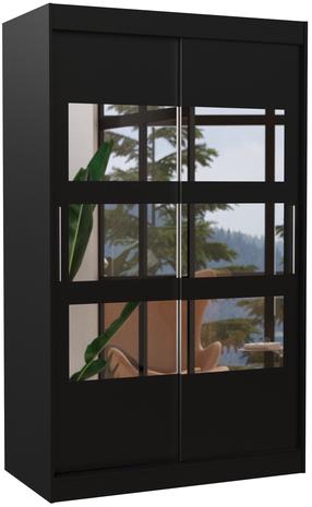 Skapis ADRK Colorado, melns krās., 120 cm x 58 cm x 200 cm, ar spoguli