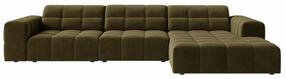 Kampinė sofa Cosmopolitan Design Chicago Bluvel 77, alyvuogių žalia sp., dešininė, 167 x 294 cm x 78 cm