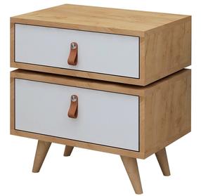 Naktsskapītis Kalune Design Leija 811MDD3420, ozola krās./balts krās., 59 cm x 50 cm x 40 cm