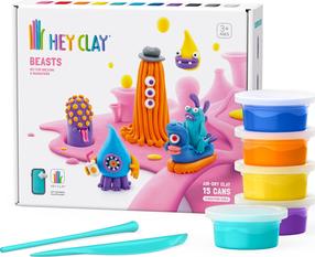 Komplekts māla figūriņu izgatavošanai, ar piederumiem Hey Clay Beasts, daudzkrāsaina