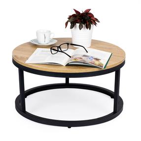Kavos staliukas ModernHome, ruda sp./juoda sp., 60 cm x 60 cm x 31.5 cm
