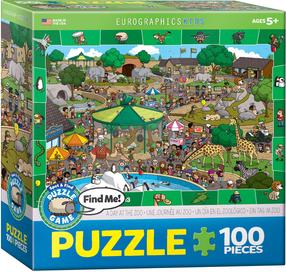Пазл Eurographics Spot & Find A Day In The Zoo 6100-0542, 48.2 см x 33.9 см, 100 шт., многоцветный