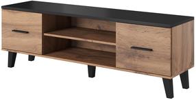 TV staliukas Cama Meble Lotta 160 2D2K, ąžuolo sp./juoda sp., 160 cm x 40 cm x 53 cm