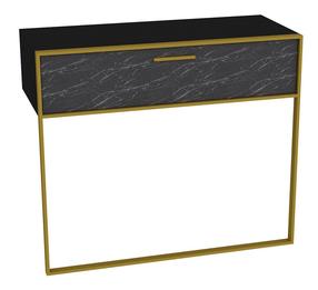 Konsolinis staliukas Kalune Design Polka, aukso sp./juoda sp., 90 cm x 38.5 cm x 76.8 cm