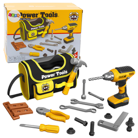 Bērnu darbarīku komplekts, - Lean Toys Power Tools 24718, dzeltena krās.