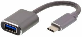 Adapteris Deltaco, USB Type C/USB Type A, 11 cm, pilka sp.