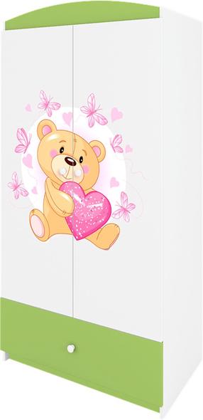Vaikiška spinta Kocot Kids Babydreams Teddybear Butterflies, balta sp./žalia sp., 90 cm x 52 cm x 175.5 cm