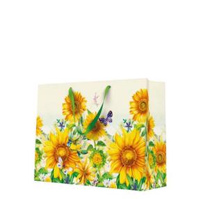 Dāvanu maisiņš Paw Decor Collection Wild Sunflowers, 13 cm x 26.5 cm x 33.5 cm, dzeltena krās./zaļa krās.