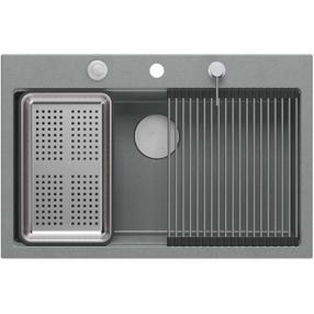 Кухонная мойка Quadron Marc Workstation, гранит, 76 см x 50 см x 23.5 см, серебристый цв.