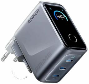 Telefona lādētājs Anker Prime A2687341, 3 x USB Type-C, pelēka krās., 160 W