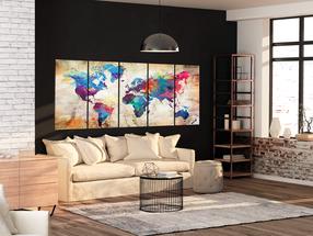 Reprodukcija Artgeist World Map: Colourful Ink Blots N6958-DKPWD, 200 cm x 80 cm