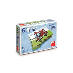 Koka klucīši, puzle Dino Machines, daudzkrāsaina, 6 gab.