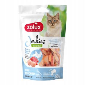 Kārumi kaķiem Zolux Jerkies, vistas gaļa/tunzivis, 0.050 kg
