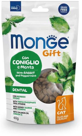 Kārumi kaķiem Monge Gift Dental, truša gaļa/piparmētra, 0.06 kg