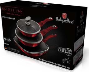 Pannu komplekts Berlinger Haus Metallic Burgundy BH-6189, Ø 28 cm, alumīnijs
