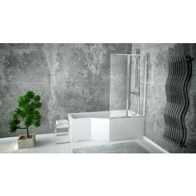 Ванная стенка Besco Ambition Premium 2, 80.5 см x 140 см x 0.4 см, прозрачный цв./хромовый цв./закаленный