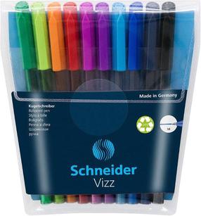 Lodīšu pildspalva Schneider Vizz M, daudzkrāsaina, 10 gab.