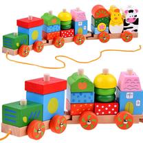Edukacinis traukinukas Animal Block Train, 10 cm, įvairių spalvų, 23 vnt.