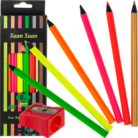 Krāsainie zīmuļi Neon, 6 gab.