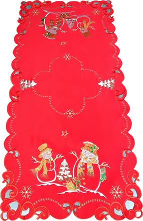 Kalėdinis stalo takelis stačiakampė Snowman, raudona sp./žalia sp., 60 x 120 cm