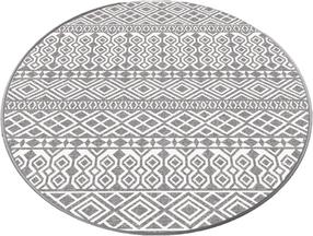 Vonios grindų kilimėlis Foutastic Order 359CHL4566, balta sp./pilka sp., 100 cm x 100 cm, Ø 100 cm