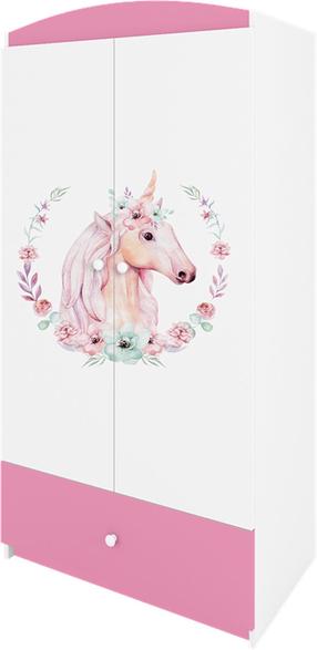 Vaikiška spinta Kocot Kids Babydreams Horse, balta sp./rožinė sp., 90 cm x 52 cm x 175.5 cm