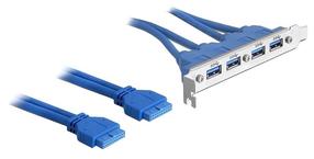 Adapteris Delock 4 x USB 3.0 / 2 x 19 pin USB 3.0 19 pin USB 3.0 female x 2, USB 3.0-A female x 4, 0.4 m, zila krās.