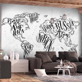Fototapetas Artgeist Retro Continents (Grey), 245 cm x 350 cm