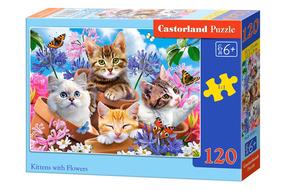 Пазл Castorland Kittens With Flowers 13524, 23 см x 32 см, 120 шт., многоцветный