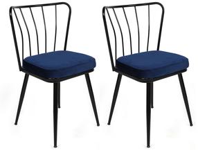 Kėdžių rinkinys Kalune Design 944 V2 974NMB1721, matinė, juoda sp./tamsiai mėlyna sp., 42 cm x 43 cm x 82 cm, 2 vnt.