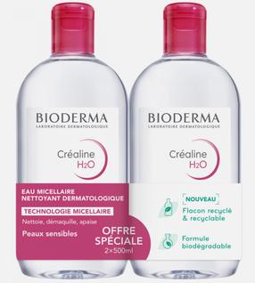 Micelārais ūdens, komplekts Bioderma Crealine H2O, 1000 ml, 2 gab.