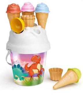 Smėlio žaislų rinkinys Dinosaur With Ice Cream Molds, įvairių spalvų, 10 vnt.