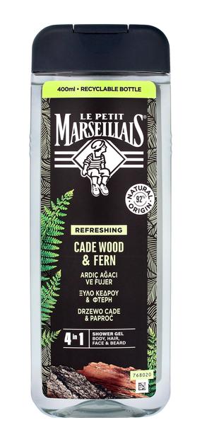 Ķermeņa mazgāšanas želeja vīriešiem Le Petit Marseillais Cade Wood & Fern For men, 400 ml