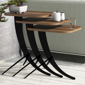 Kavos staliukas Kalune Design Pion, juoda sp./riešuto sp., 60 cm x 35 cm x 45 cm