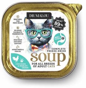 Šlapias kačių maistas Dr Malou Soup Chicken With Grass, vištiena, 0.012 kg