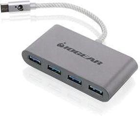 USB-разветвитель Iogear GUH3C14 USB-C male, 4 x USB female, серый цв.