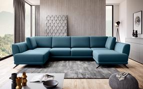 Kampinė sofa Larco Savoi 38, mėlyna sp., 191 x 362 cm x 90 cm
